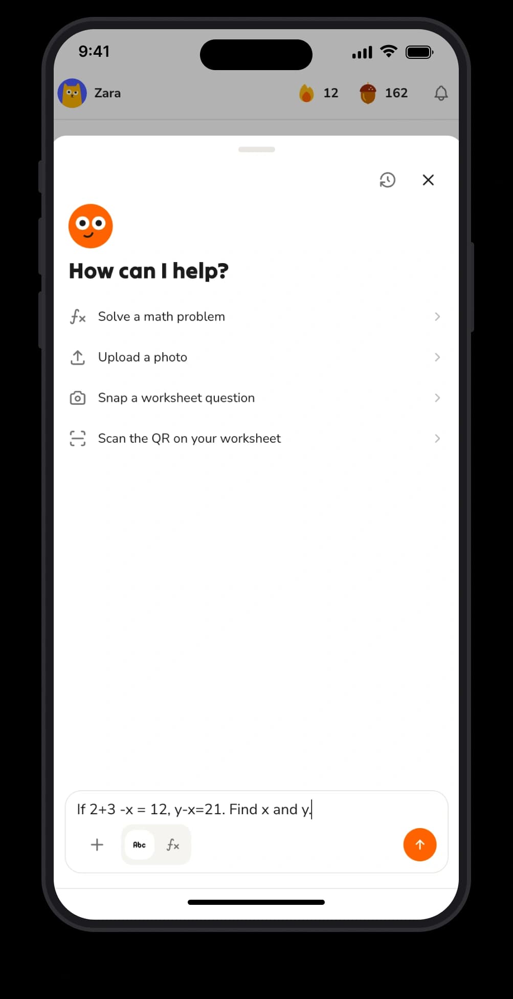 A photo of a textbook question being solved in the Tupai app